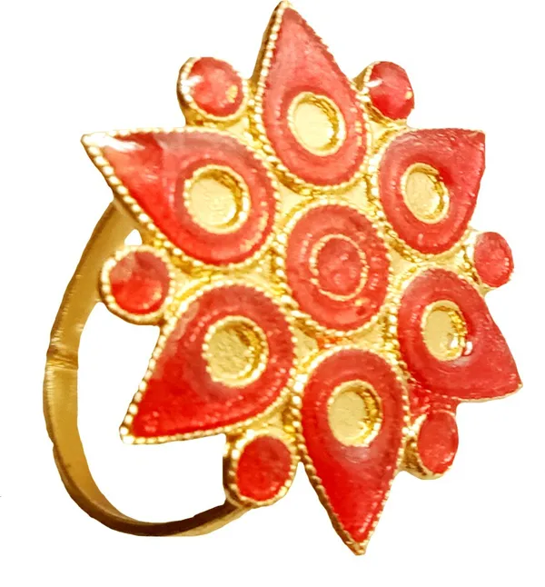 Assamese_Traditional_Copper_Gold_Plated_Red_Colour_Finger-Ring_For_Girls_&_Women